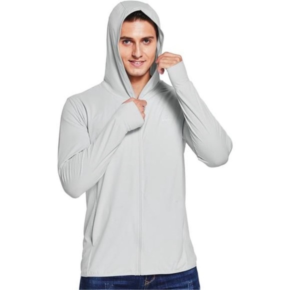 Men's UPF 50+ Light Jacket Sun Protection Hooded SPF UV Jacket - Picture 1 of 8